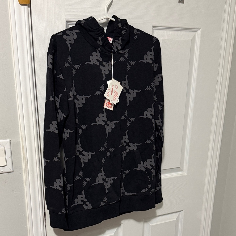 Kappa Black Hoodie with Gray Logo Print